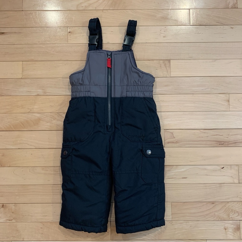 Carter’s baby boys size 12 months black winter snowpants snowbibs pants bibs
